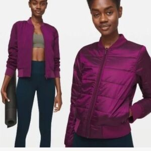 Lululemon Athletica Purple Bomber Jacket with Sporty Stand-Up Collar/reversible